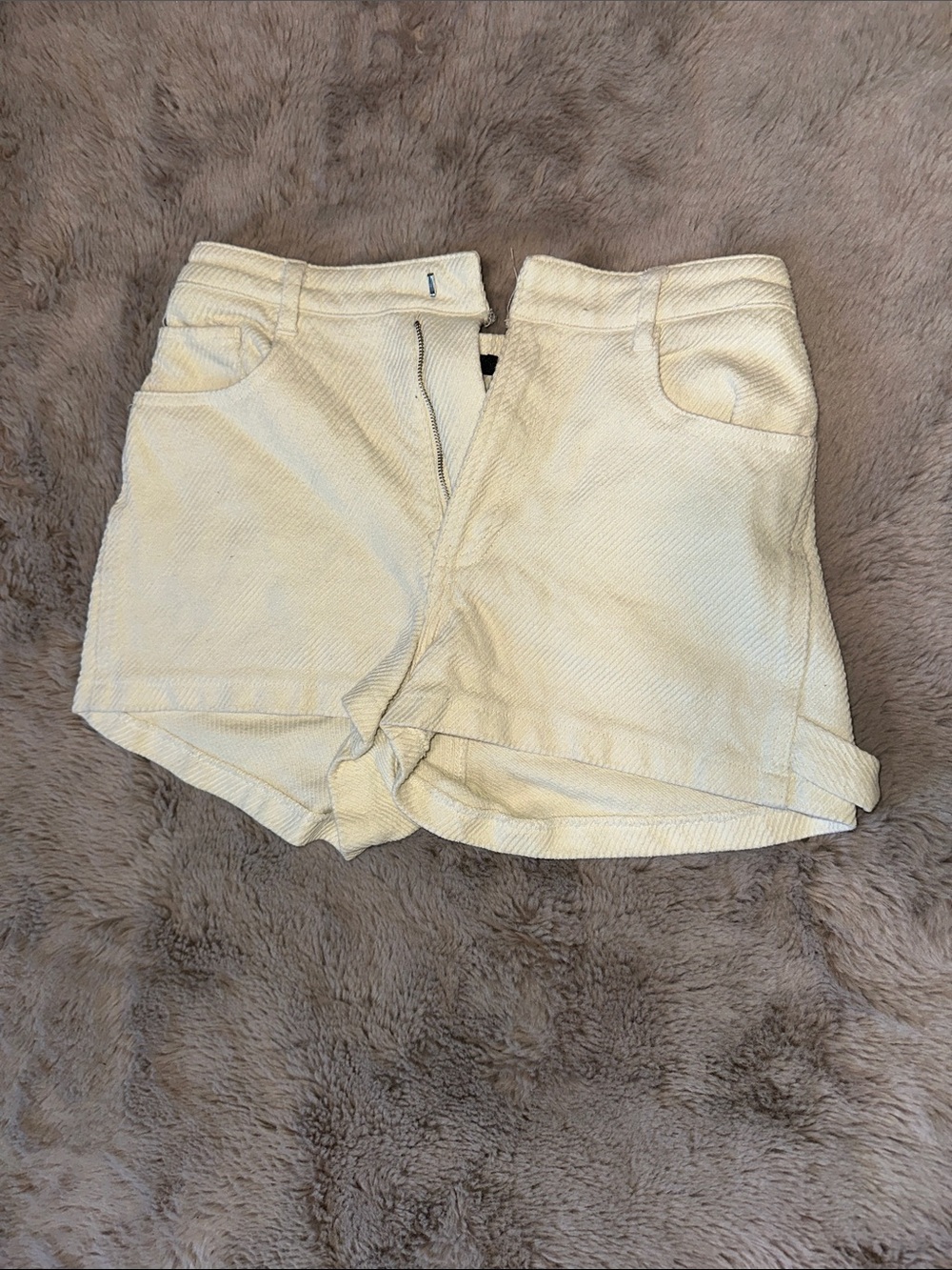 Forever 21 Light Cream High-Rise Jean Shorts